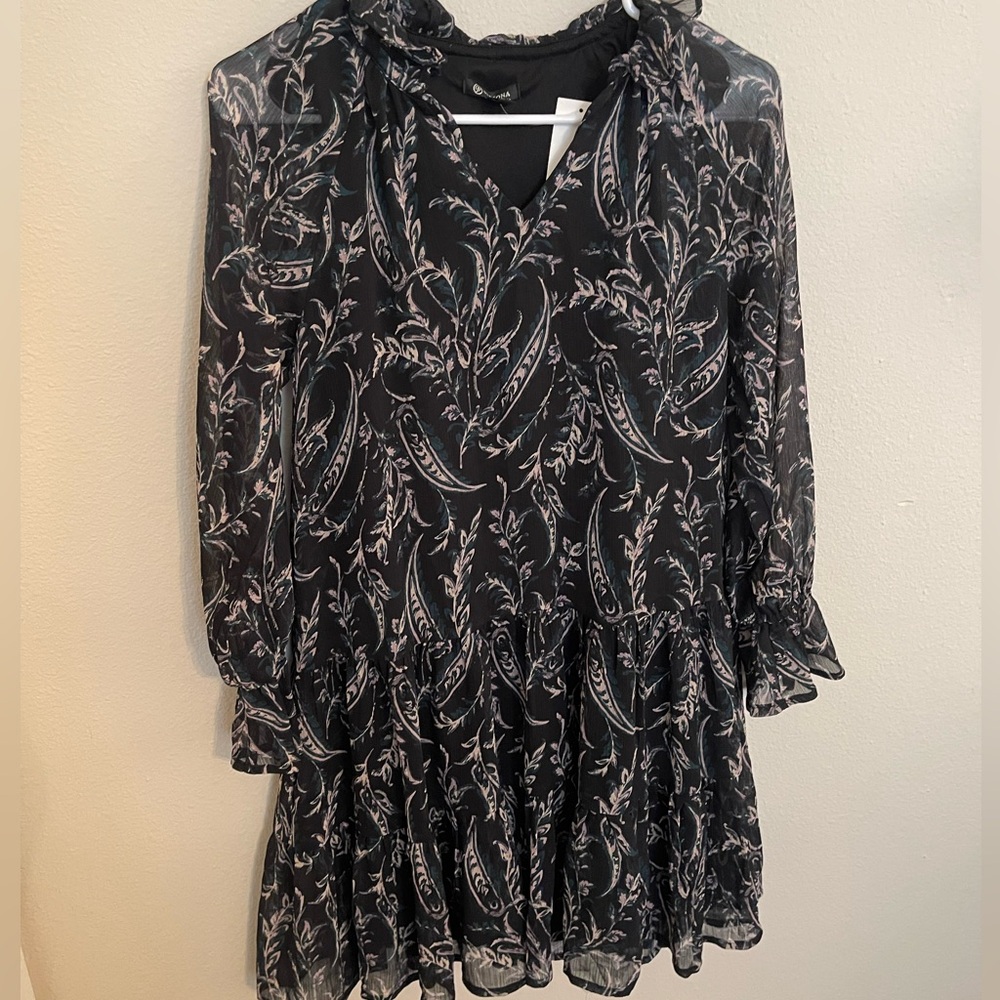 Versona, Floral print Tassel Mini, Indigo Blue and Light Pink, Size Xs